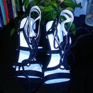 Lace Up Black Heels